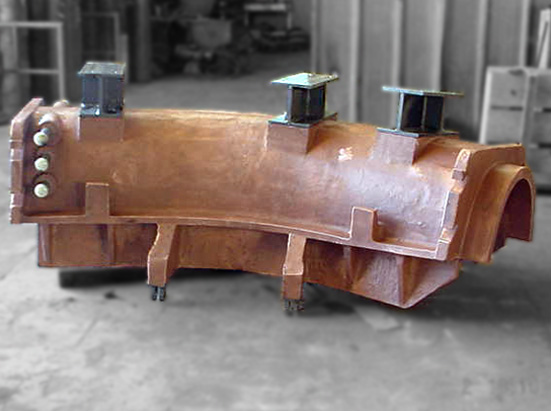 Curved element with steel supports.