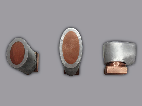 Oval section bimetallic contacts for aluminum/copper transition.